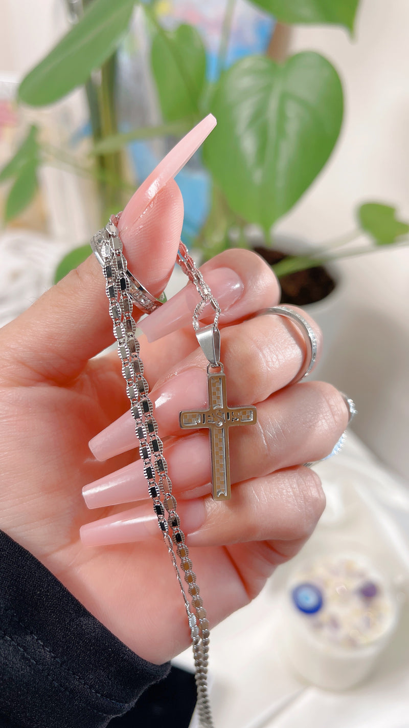 Jesus Silver Cross Necklace