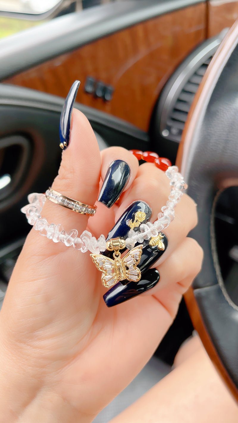 Brazalete Mary de Cuarzo Transparente y Cornalina