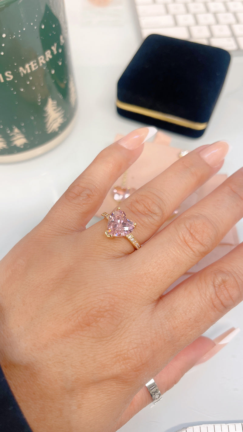 Pink Diamond Heart Ring