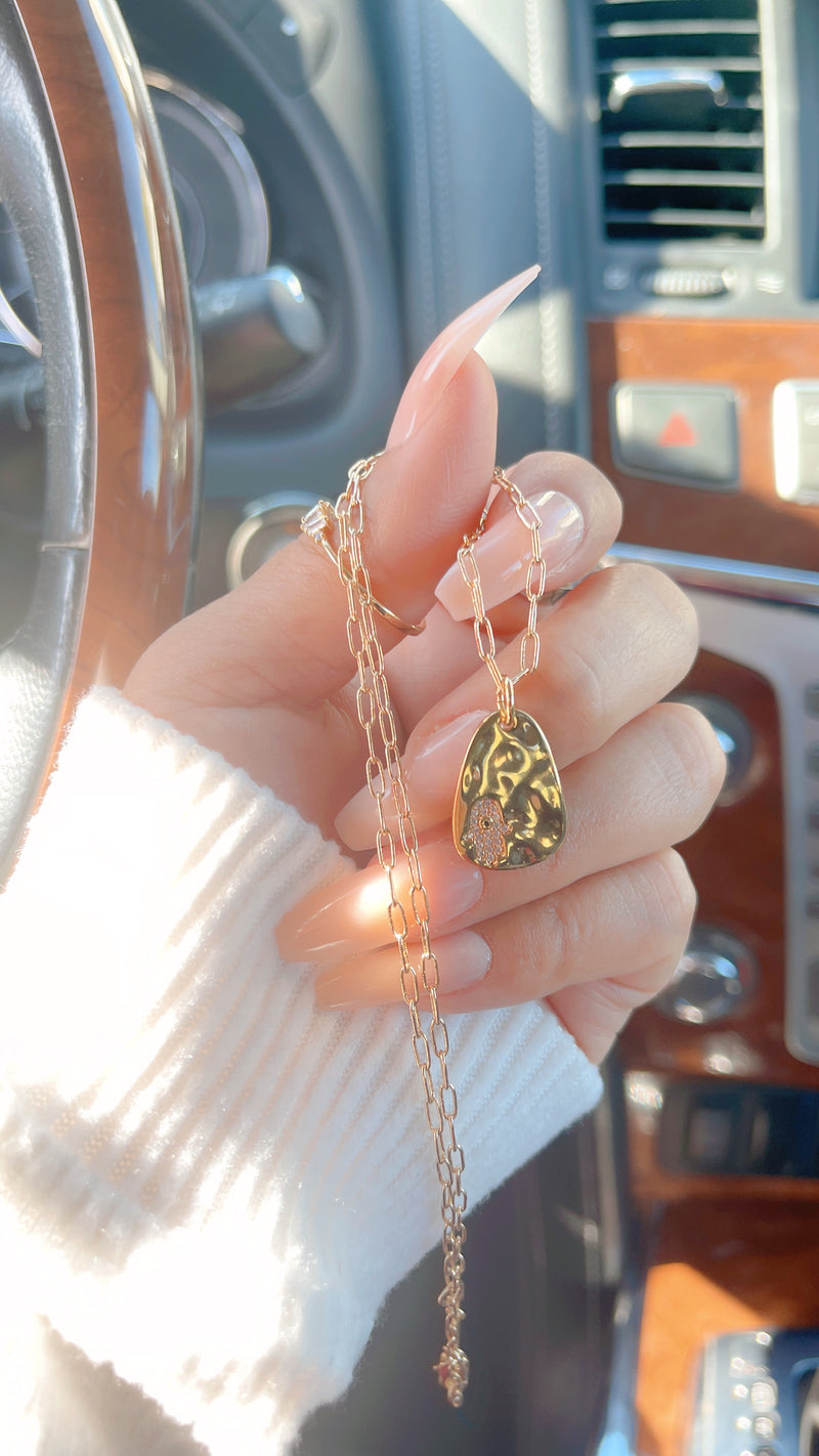 Hamsa Hammered Necklace