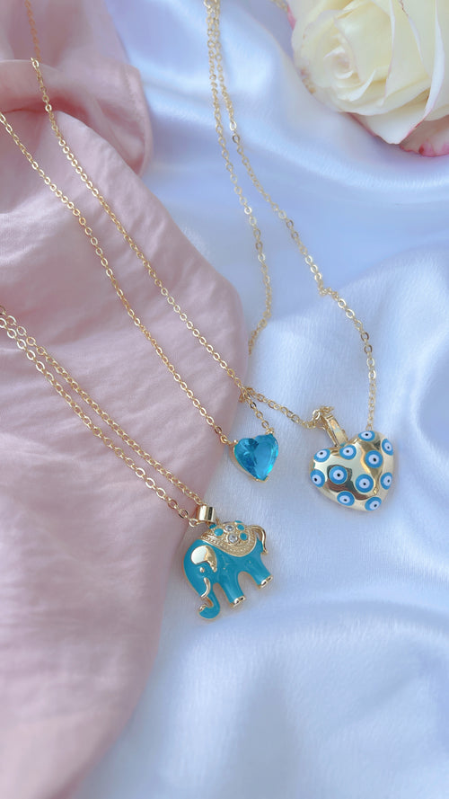Lucky Blue Elephant Necklace