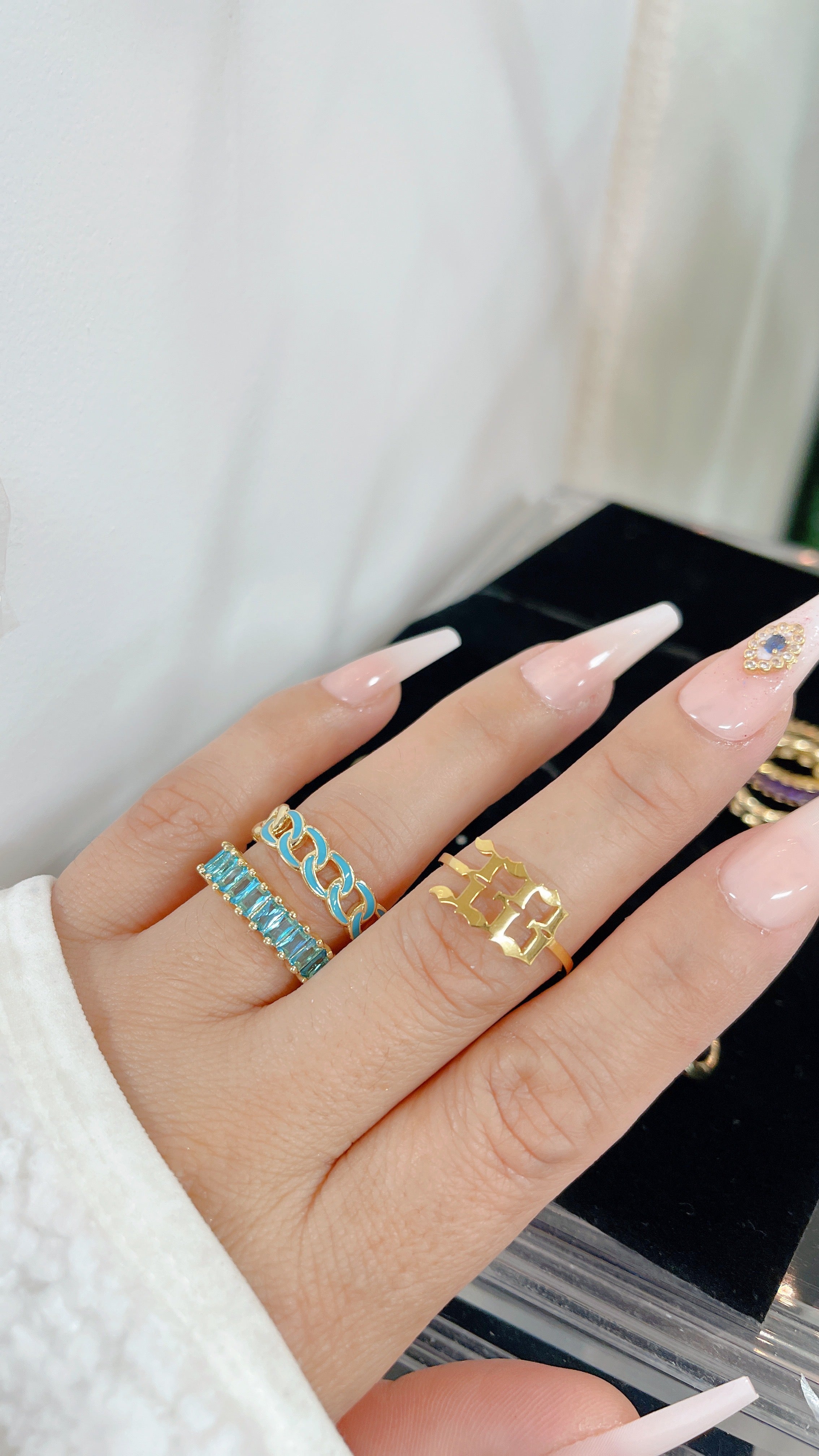 Blue Chain Ring Set