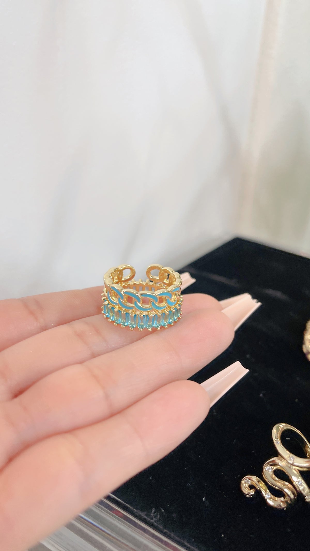 Chain Ring Set Blue Chain Ring Set