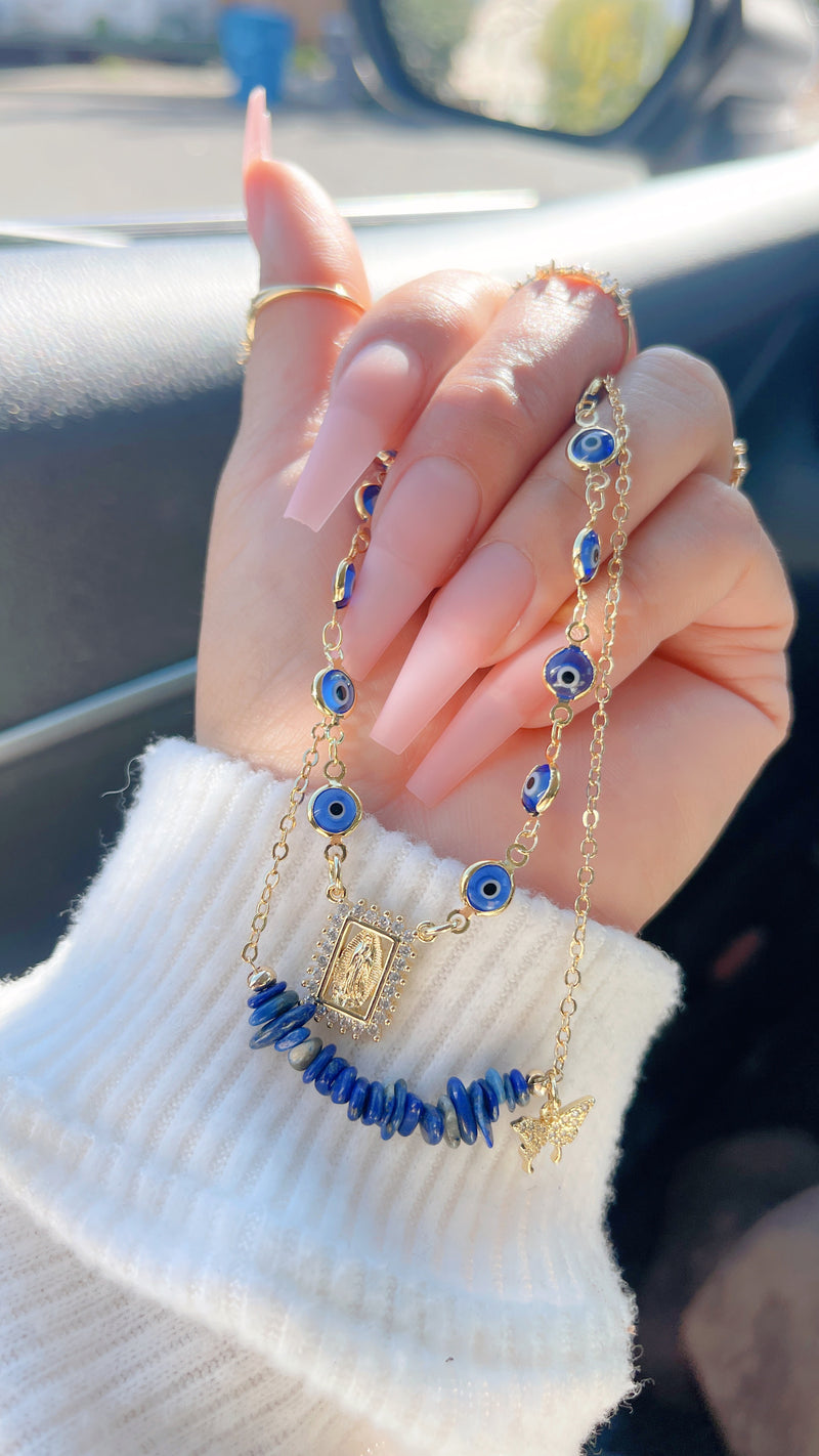 Conjunto de collar de María de protección de sodalita