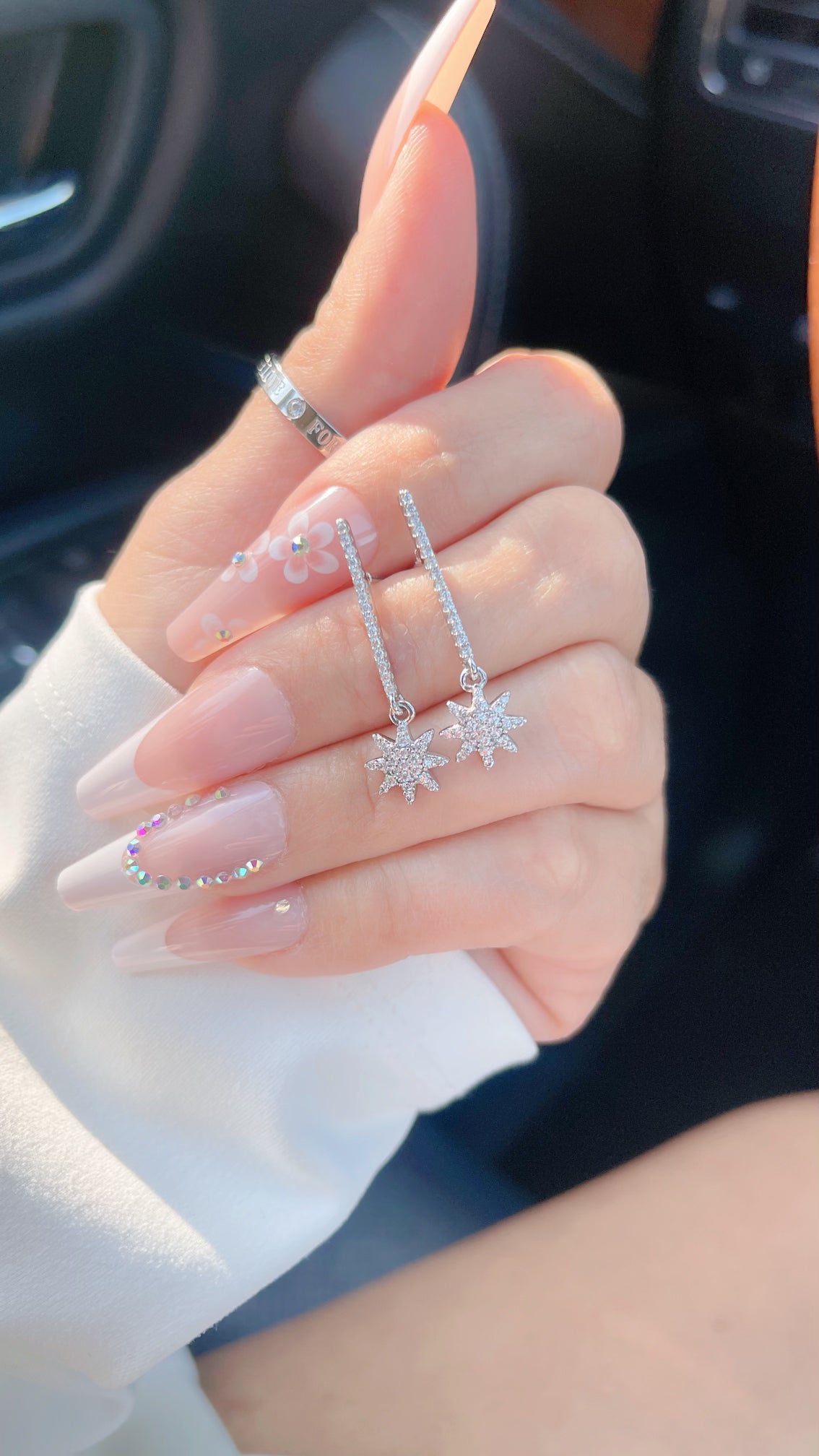 Silver Star Earrings (Drop)