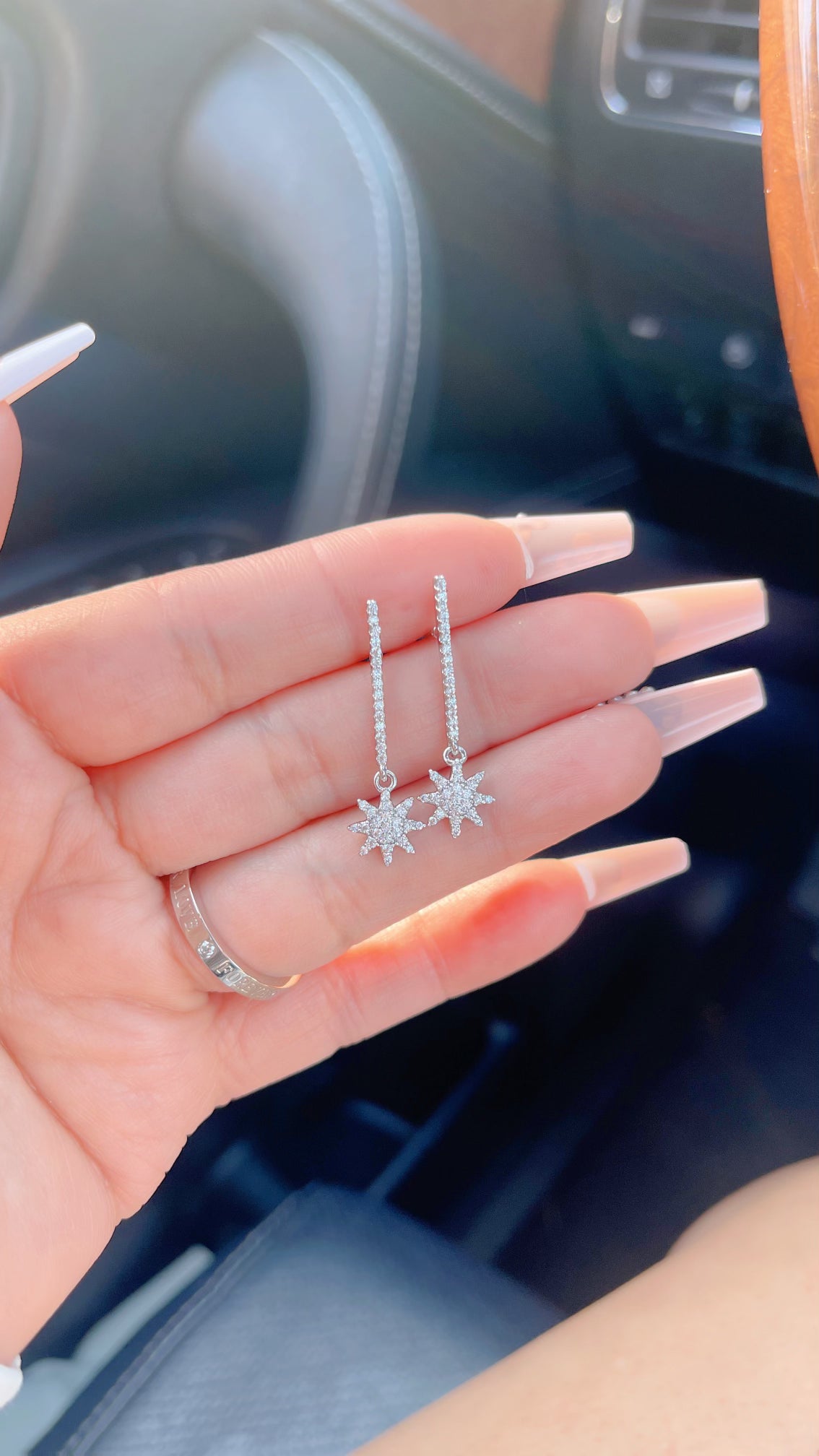 Silver Star Earrings (Drop)