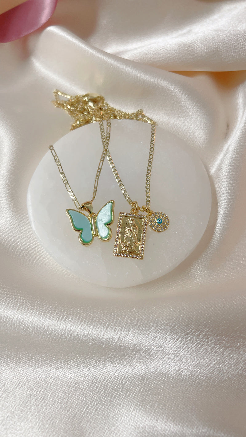 Turquoise Virgin Mary Necklace Set
