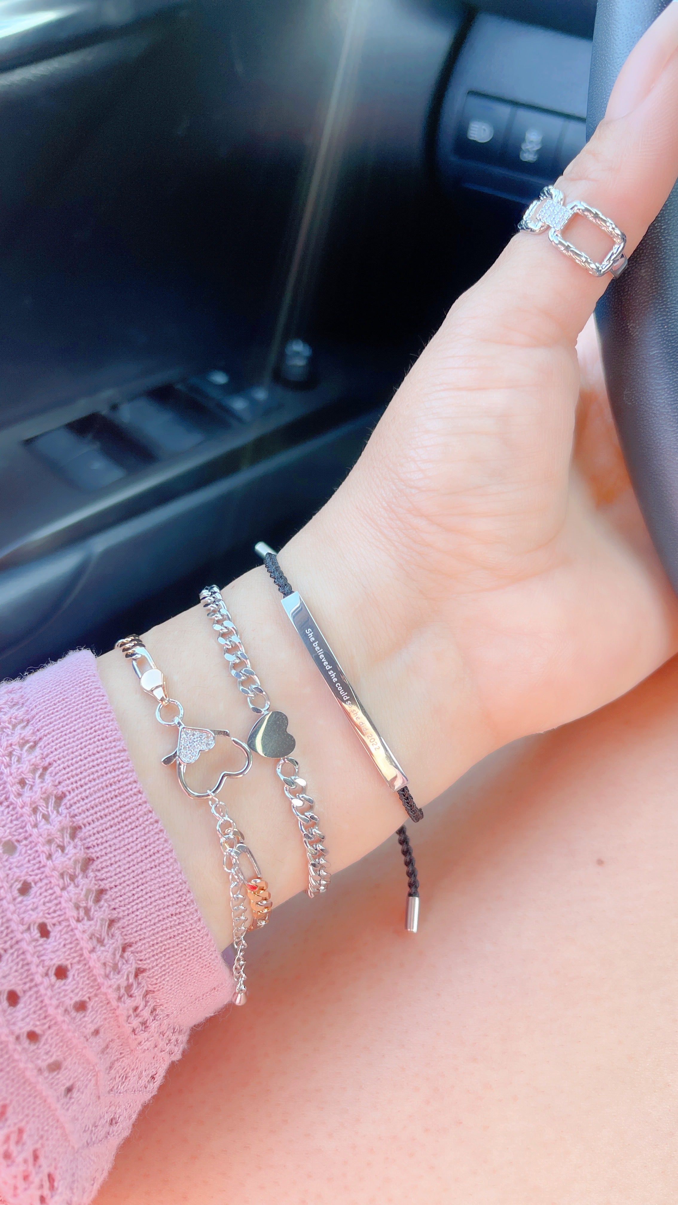 Dainty Tri Gold Lock Bracelet