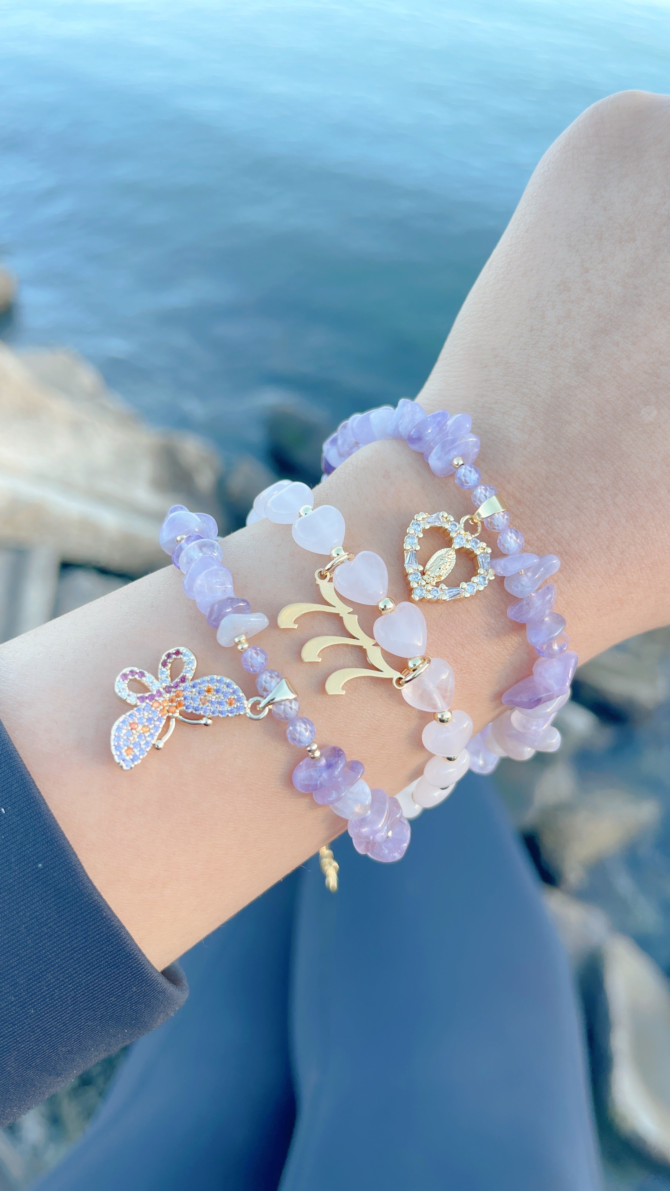 Angel Number Rose Quartz Heart Bracelet (1 pcs)
