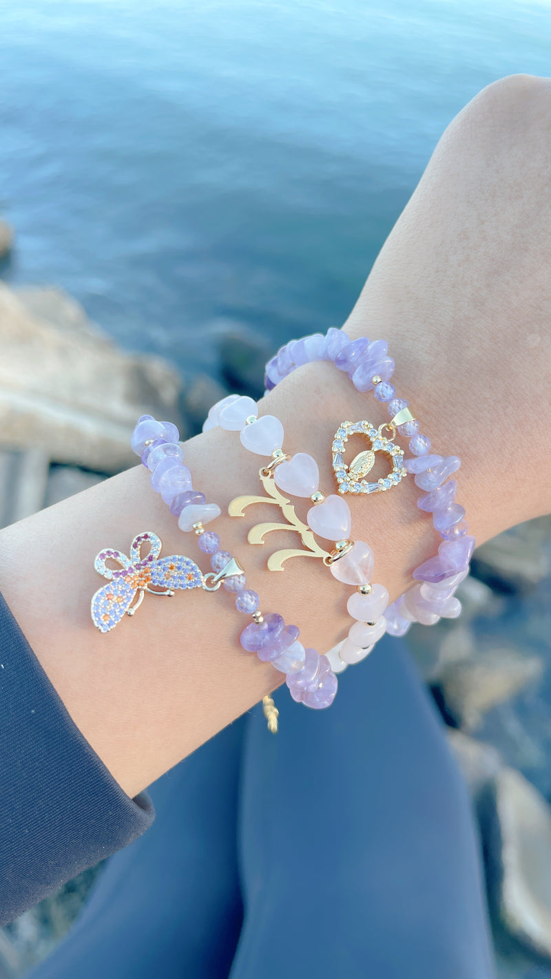 Angel Number Rose Quartz Heart Bracelet (1 pcs)