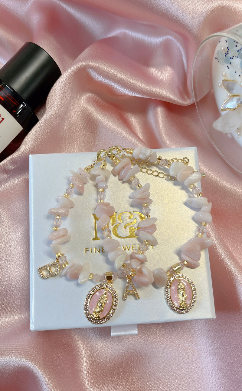 Best Friends Valentines Initial Bracelets (Pink)