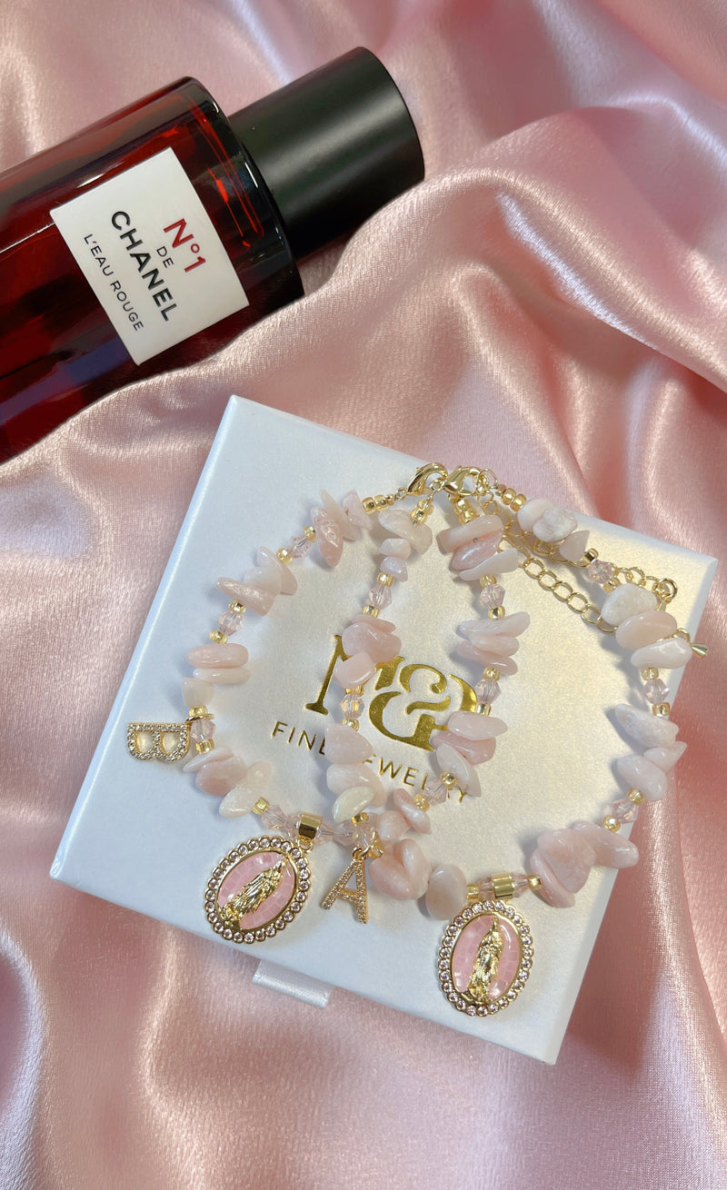 Best Friends Valentines Initial Bracelets (Pink)
