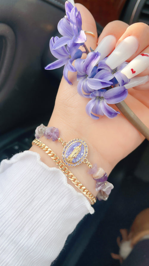 Cuban Amethyst Bracelet Set