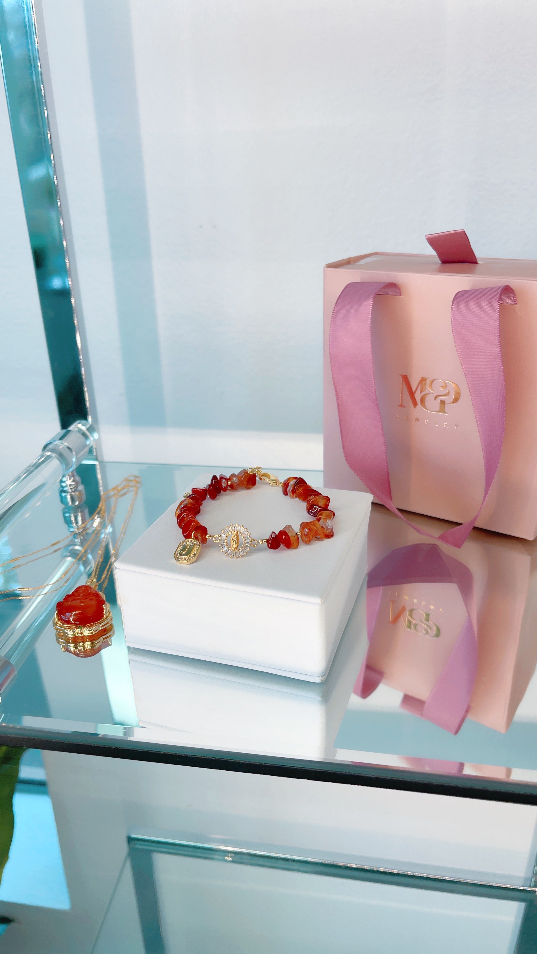 Carnelian Virgen de Guadalupe Bracelet