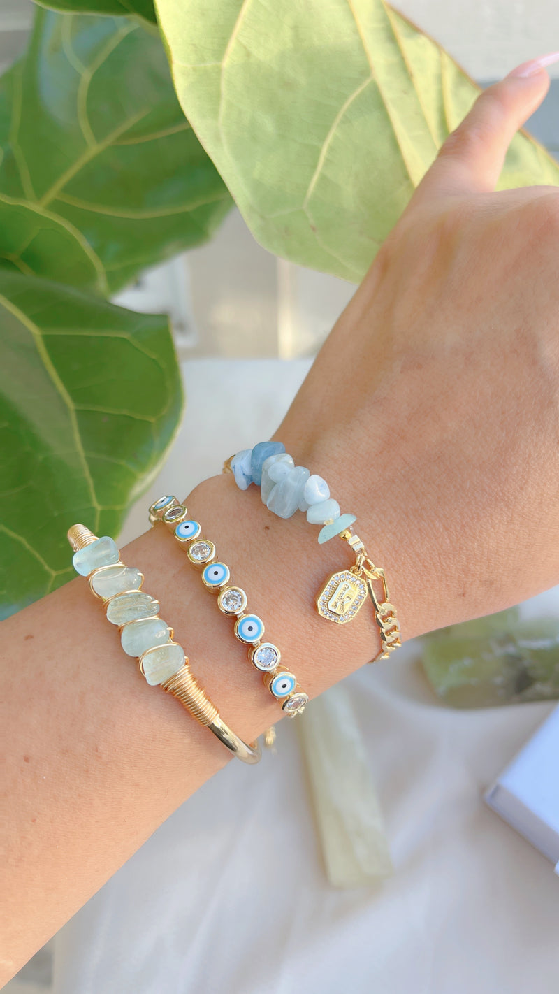 Aquamarine Initial Bracelet