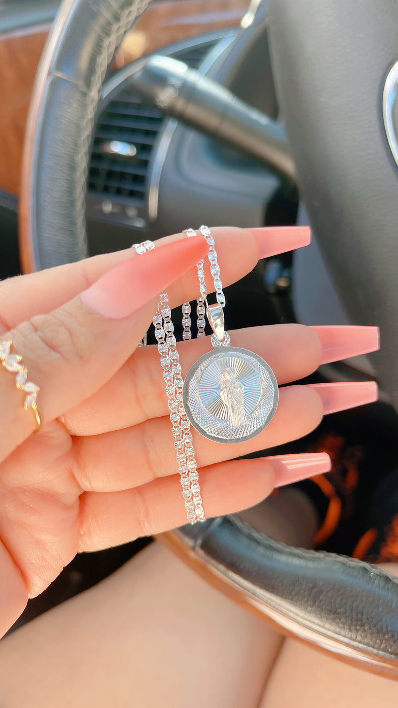 Reversable San Judas-Virgencita Necklace