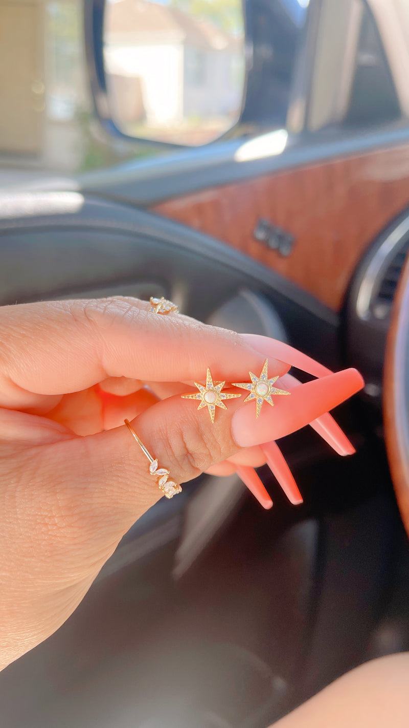 Opal Star Stud Earrings