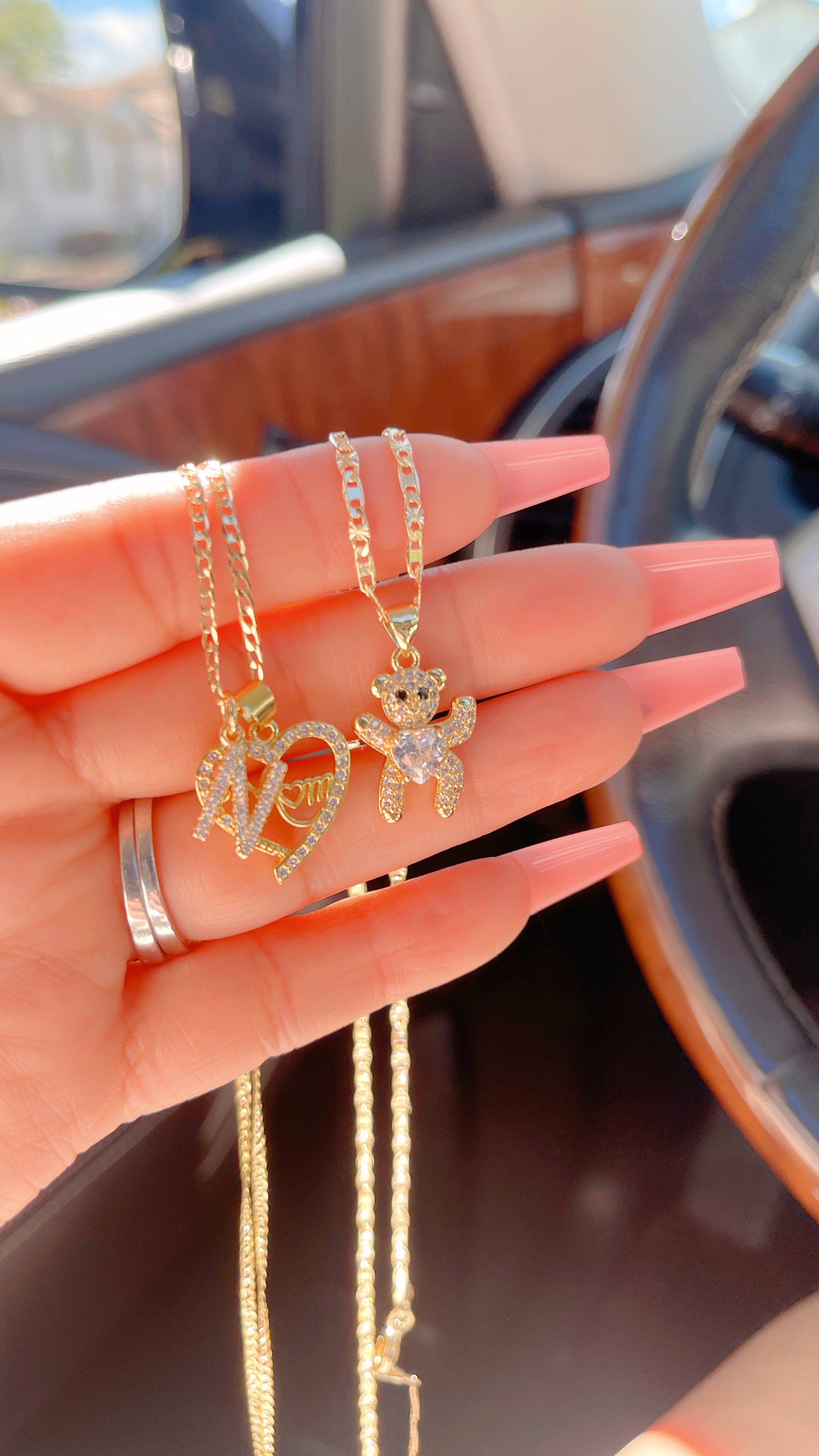 Initial Mommy and Child Necklace Set