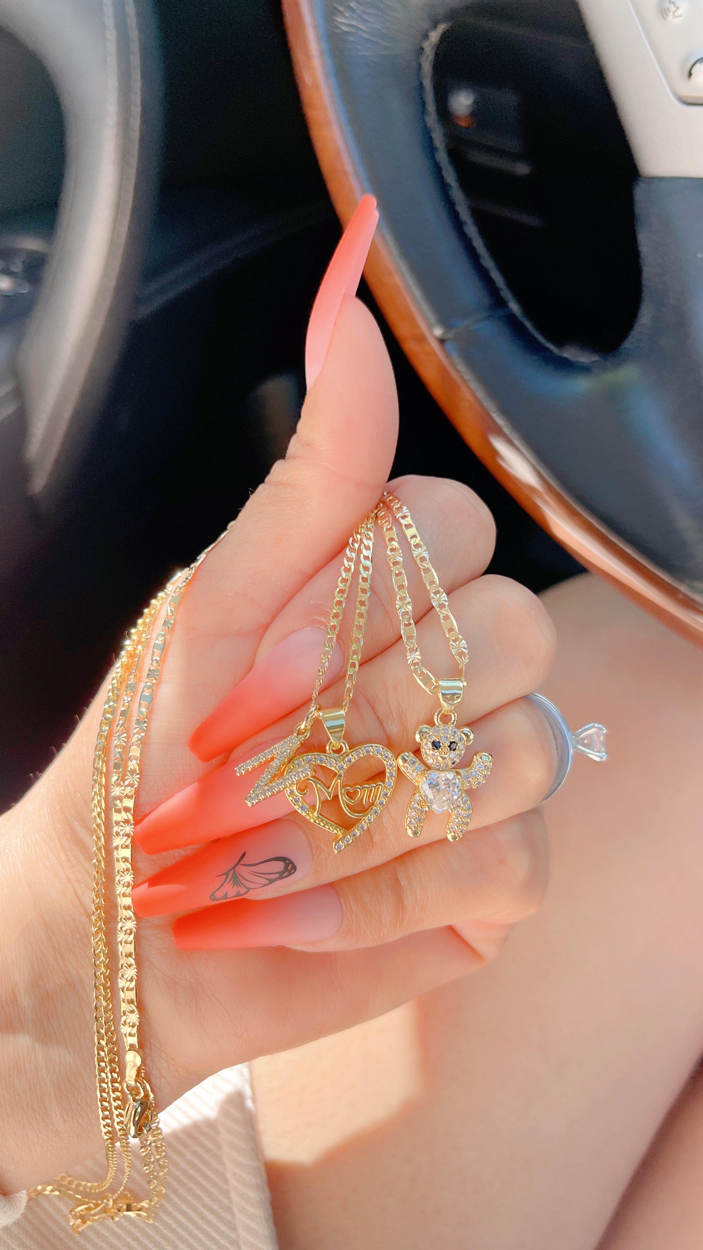 Initial Mommy and Child Necklace Set