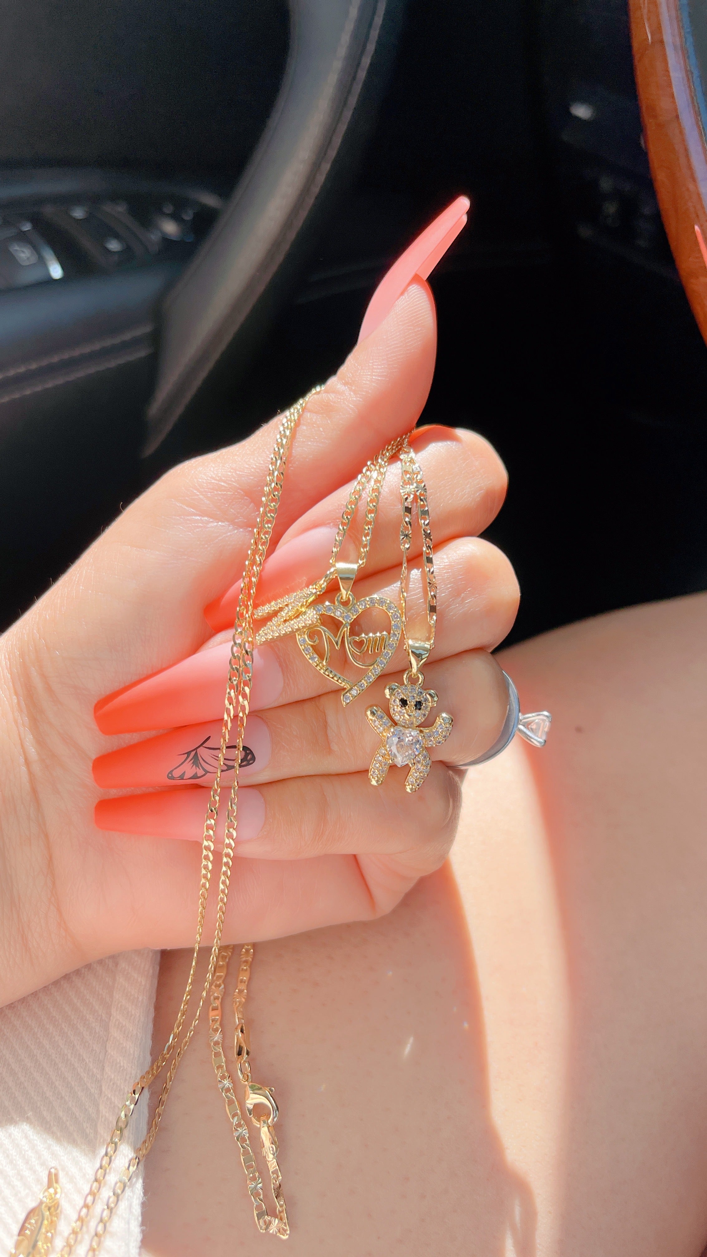 Initial Mommy and Child Necklace Set