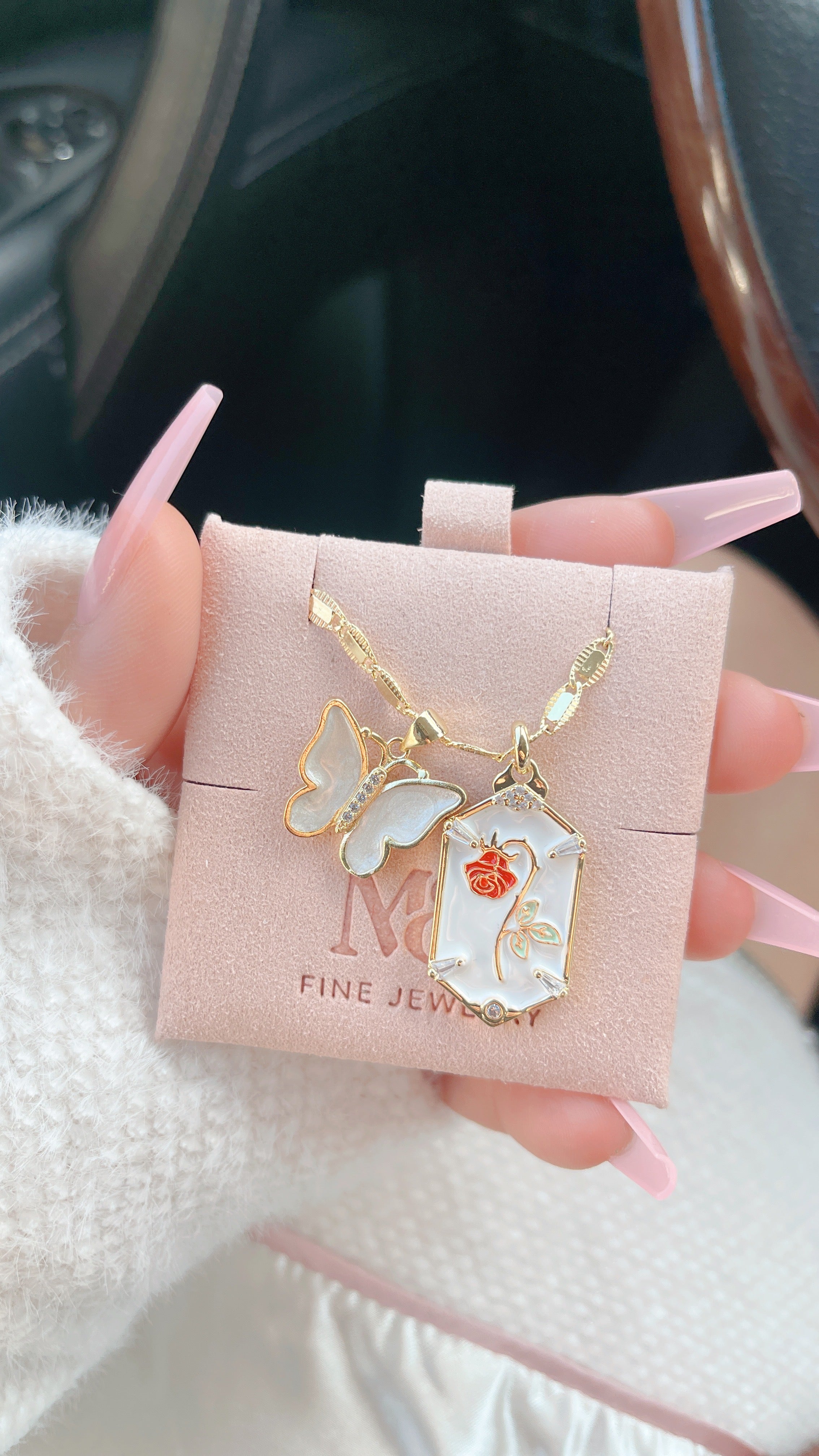 White Butterfly Love Necklace
