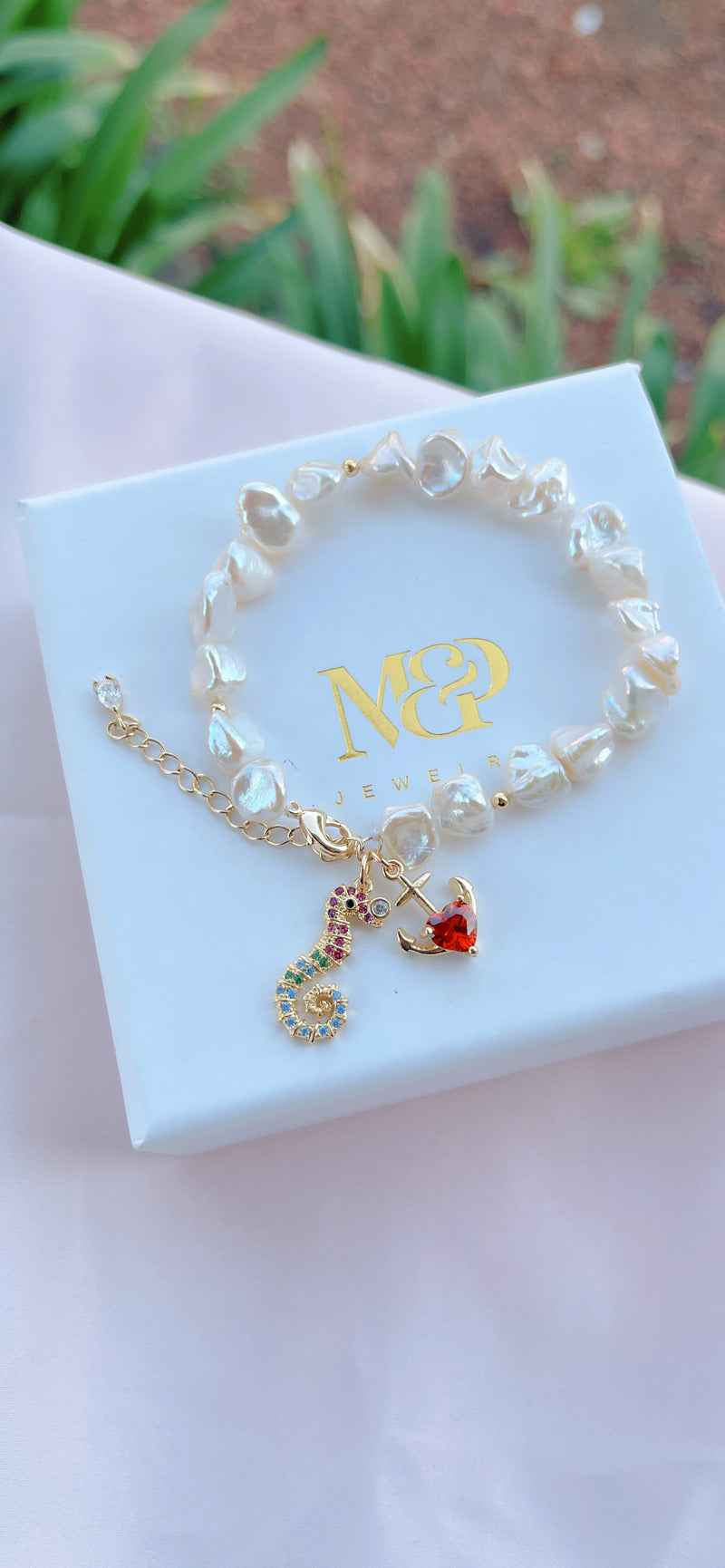 Pulsera de perlas de mar