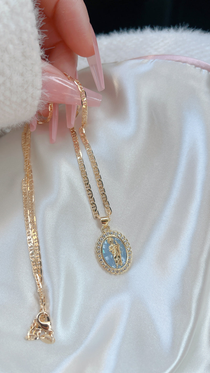 BLUE Saint Jude Necklace