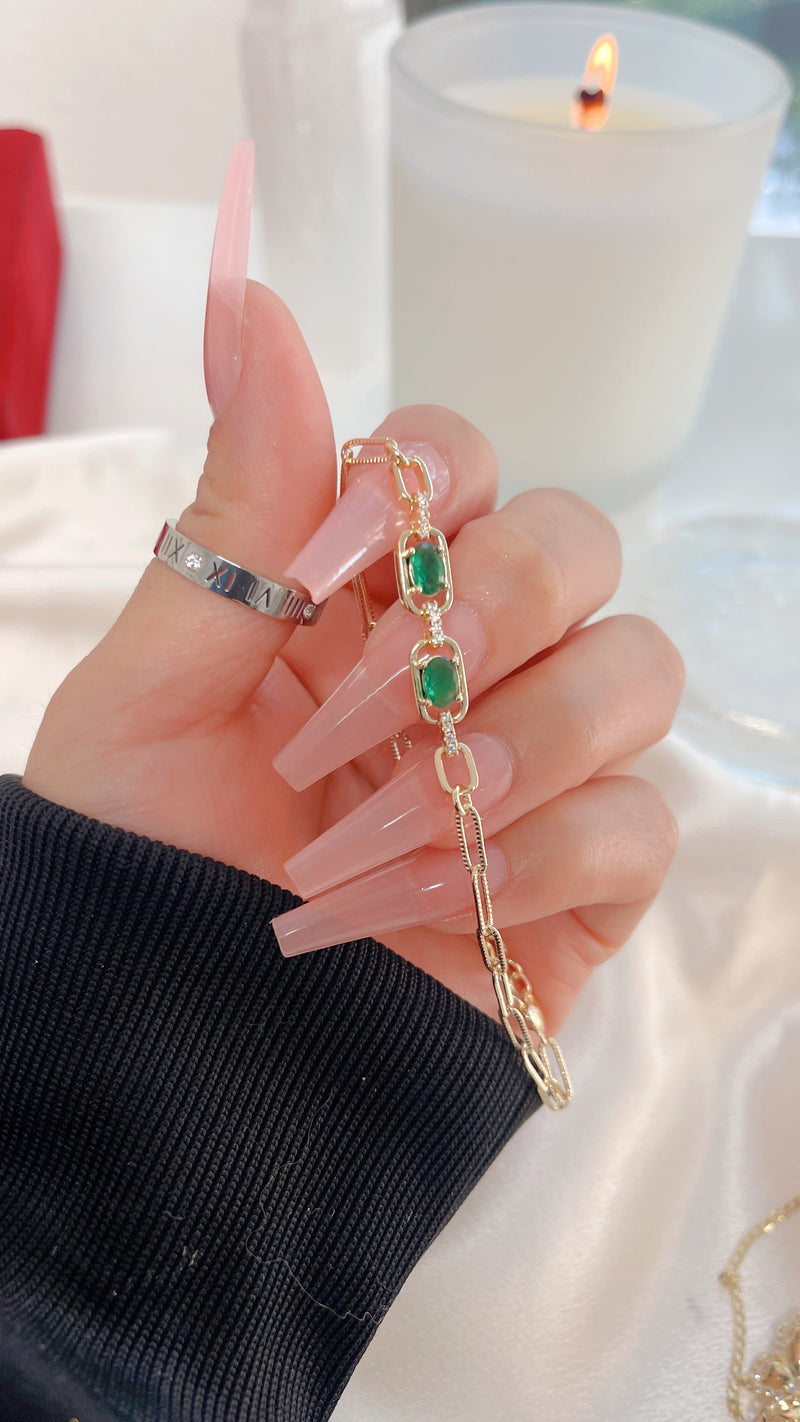 GLD FILLED: Emerald Twin Bracelet