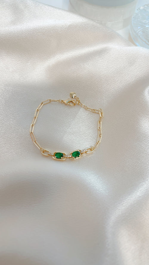 GLD FILLED: Emerald Twin Bracelet