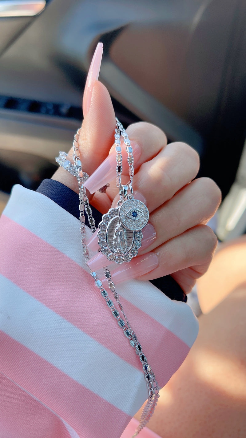 Silver Protection Virgen Maria Necklace