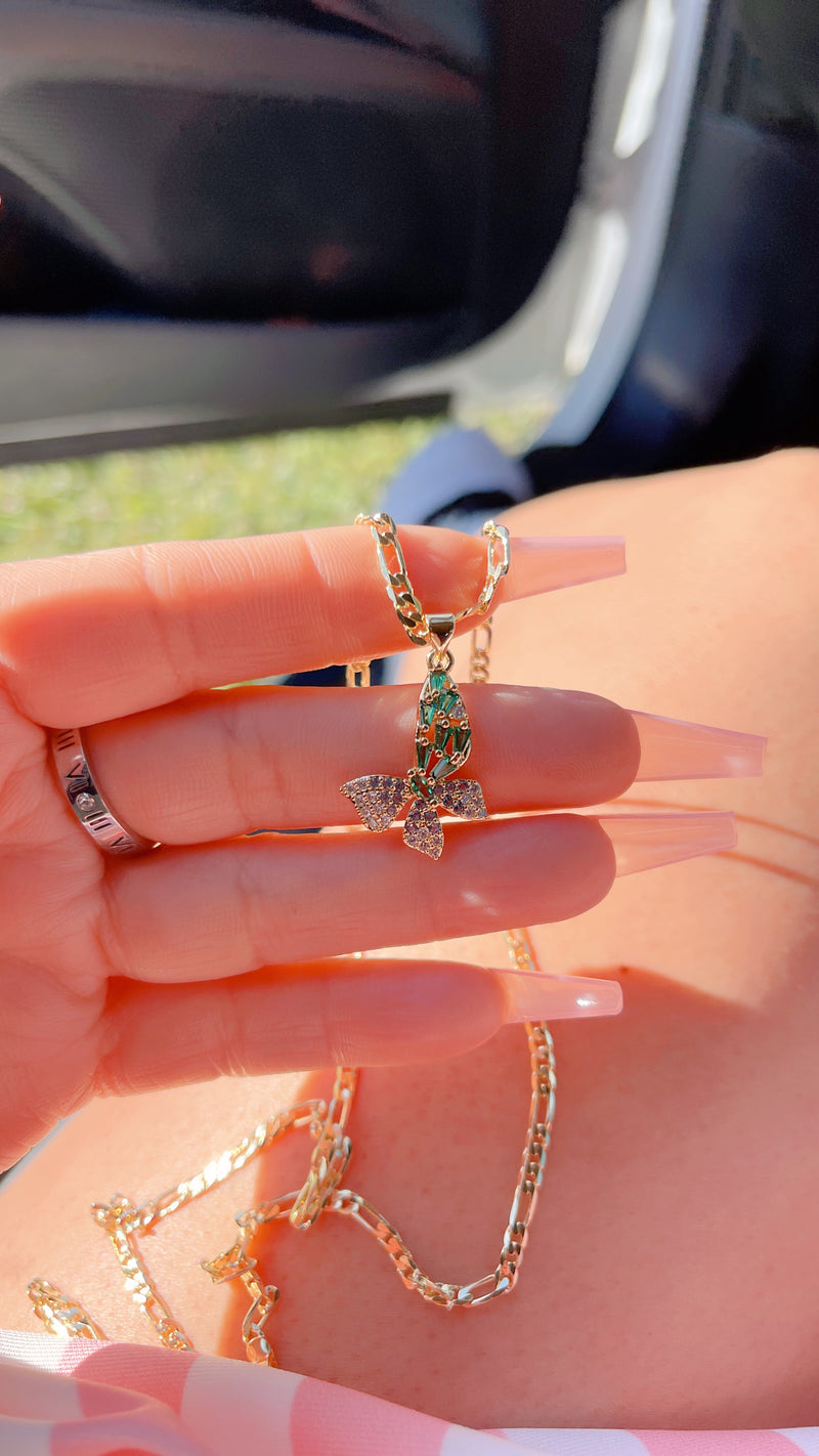Emerald Figaro Butterfly Necklace
