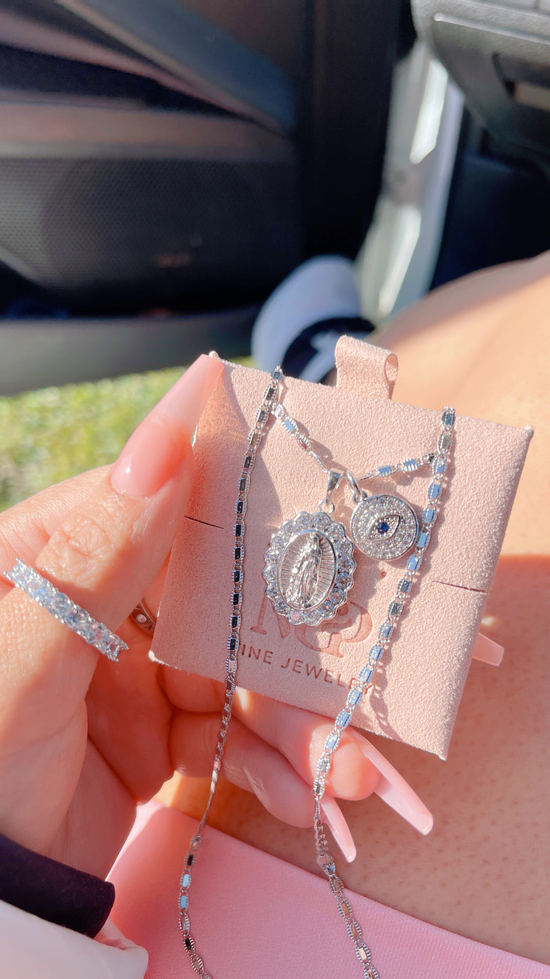 Silver Protection Virgen Maria Necklace