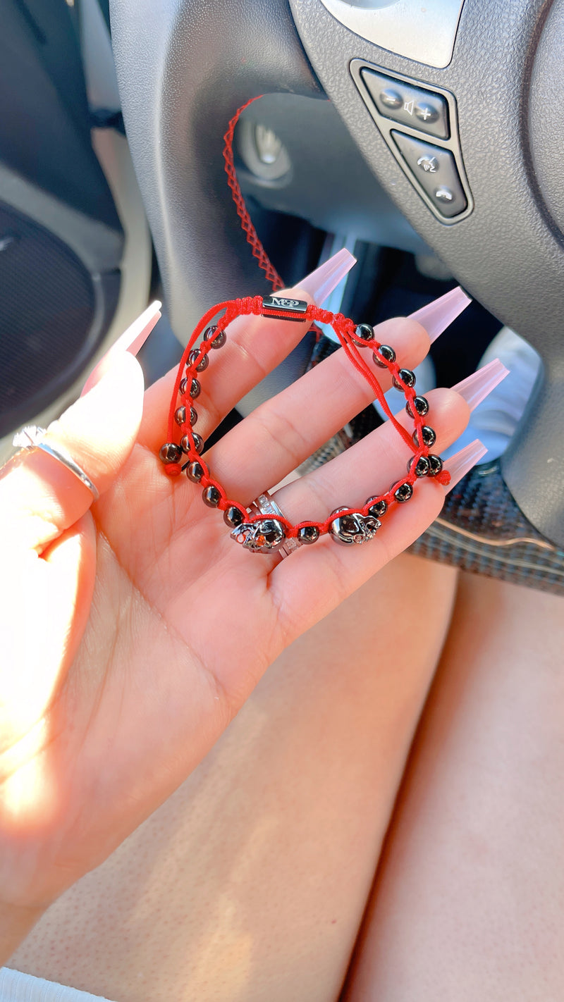 Double Skull Red Bracelet