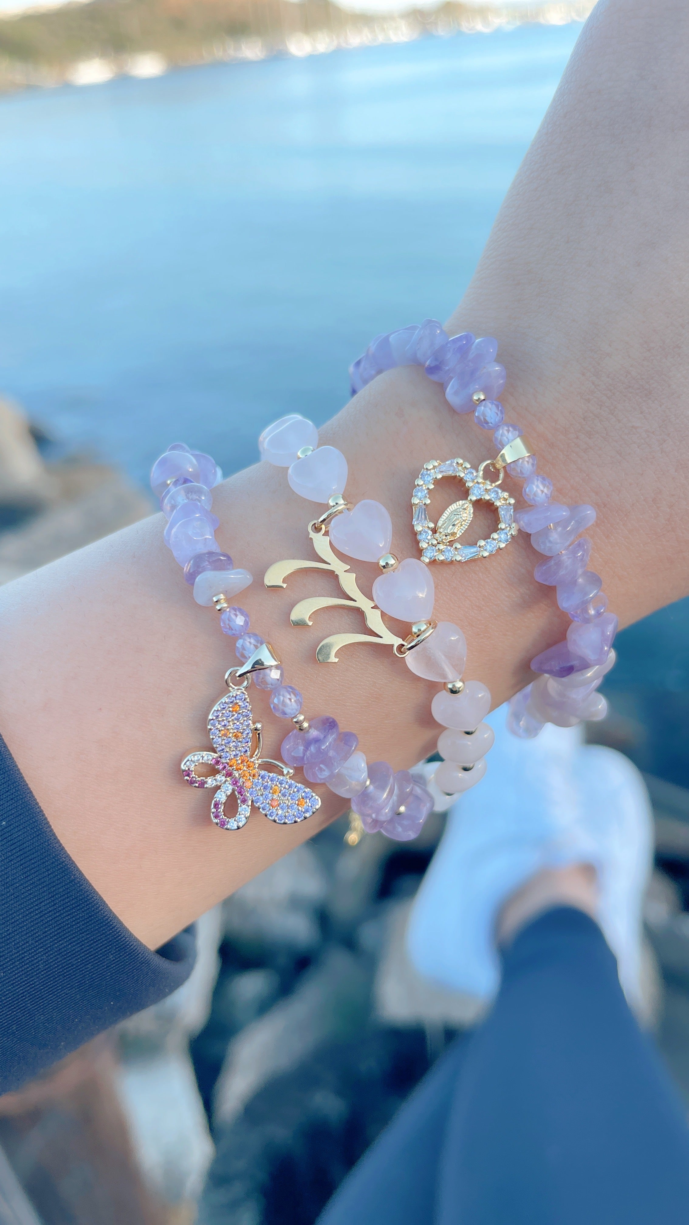 Angel Number Rose Quartz Heart Bracelet (1 pcs)